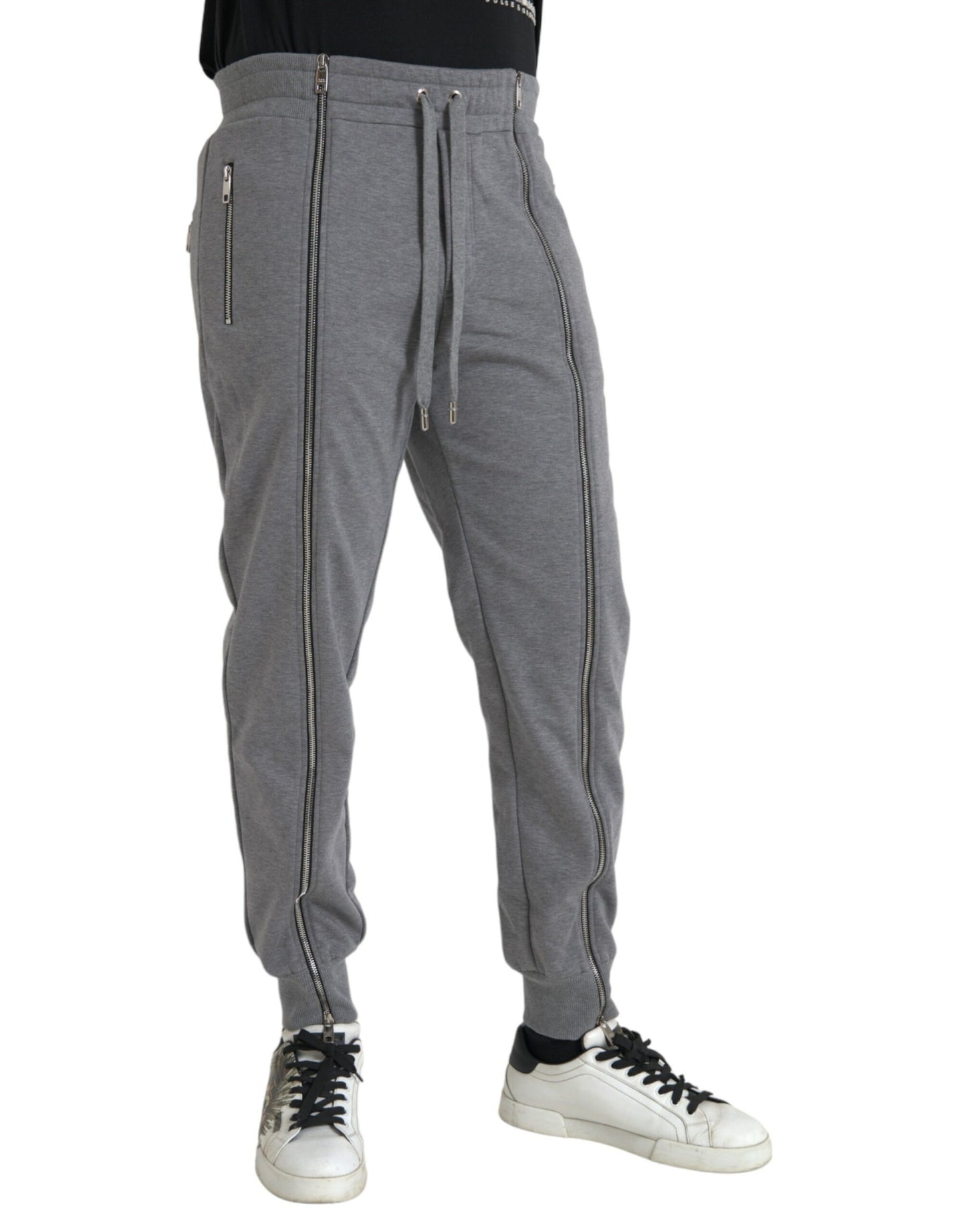  - Gray Cotton Jogger Skinny Sweatpants Pants