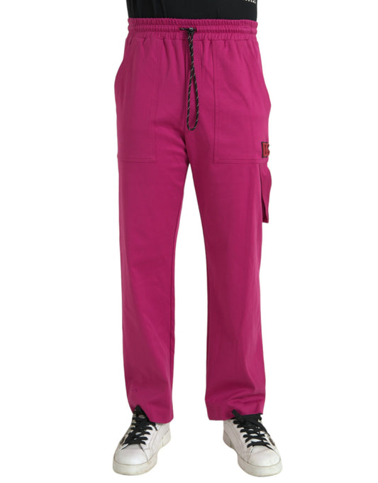  - Pink Logo Cargo Cotton Jogger Sweatpants Pants