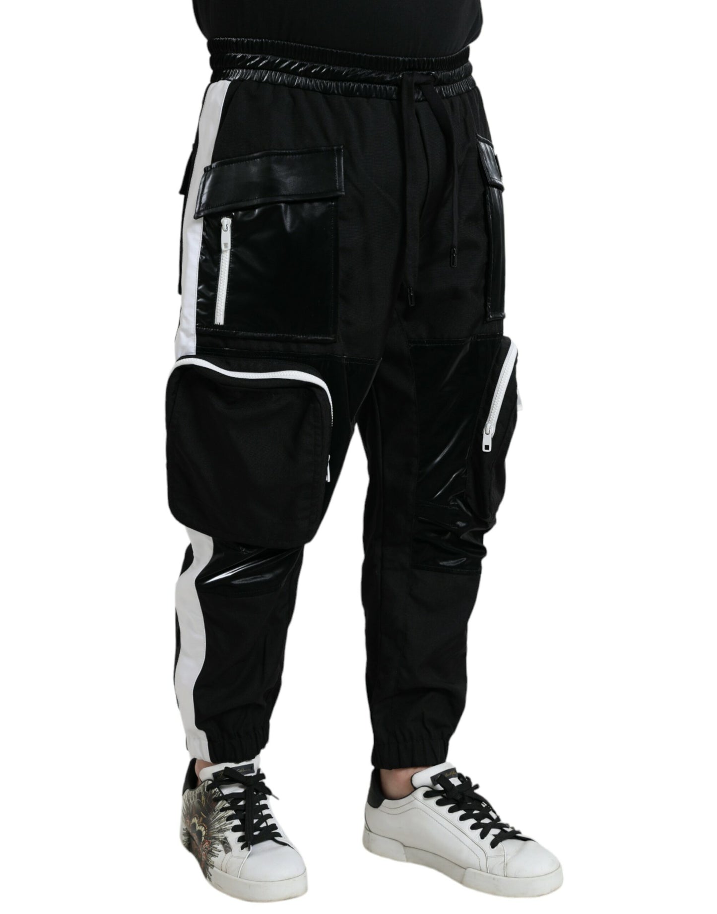  - Black Nylon Cargo Jogger Men Sweatpants Pants