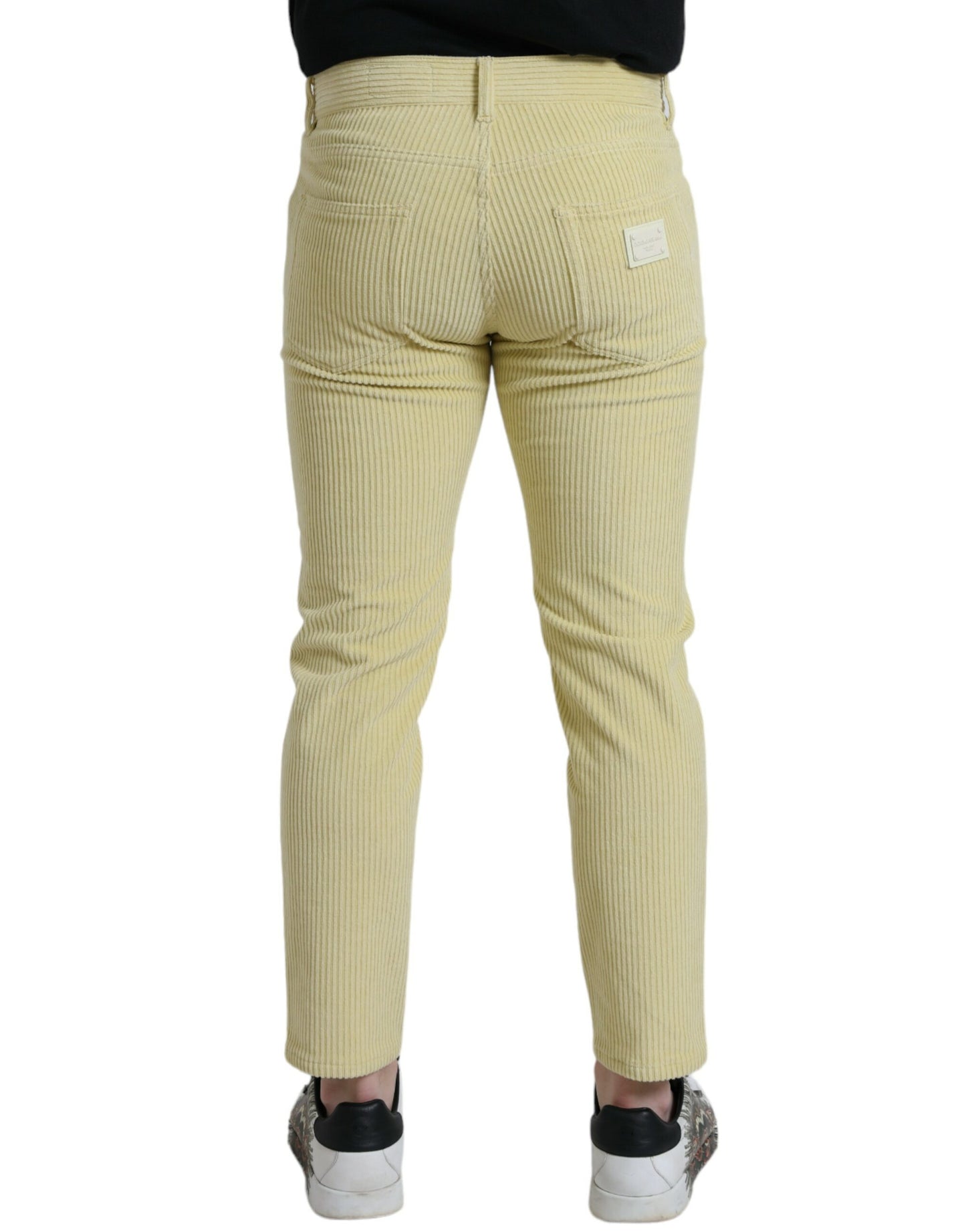  - Yellow Corduroy Logo Plaque Skinny Denim Jeans