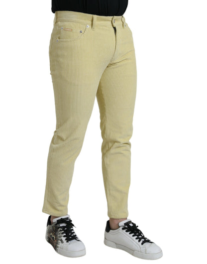  - Yellow Corduroy Logo Plaque Skinny Denim Jeans