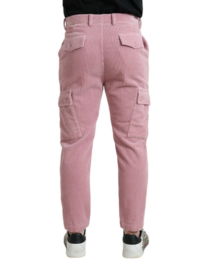  - Pink Corduroy Cotton Stretch Skinny Cargo Jeans