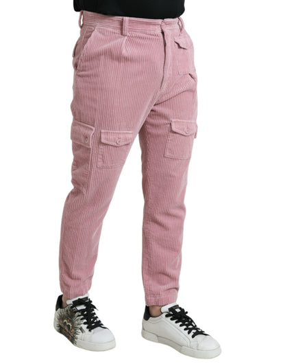  - Pink Corduroy Cotton Stretch Skinny Cargo Jeans