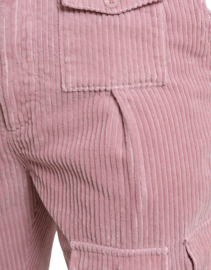  - Pink Corduroy Cotton Stretch Skinny Cargo Jeans