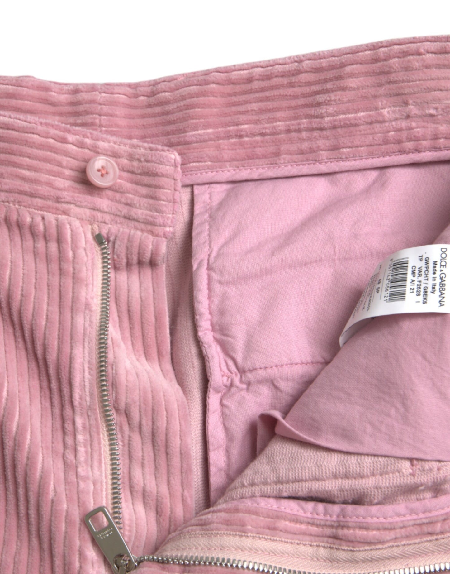  - Pink Corduroy Cotton Stretch Skinny Cargo Jeans