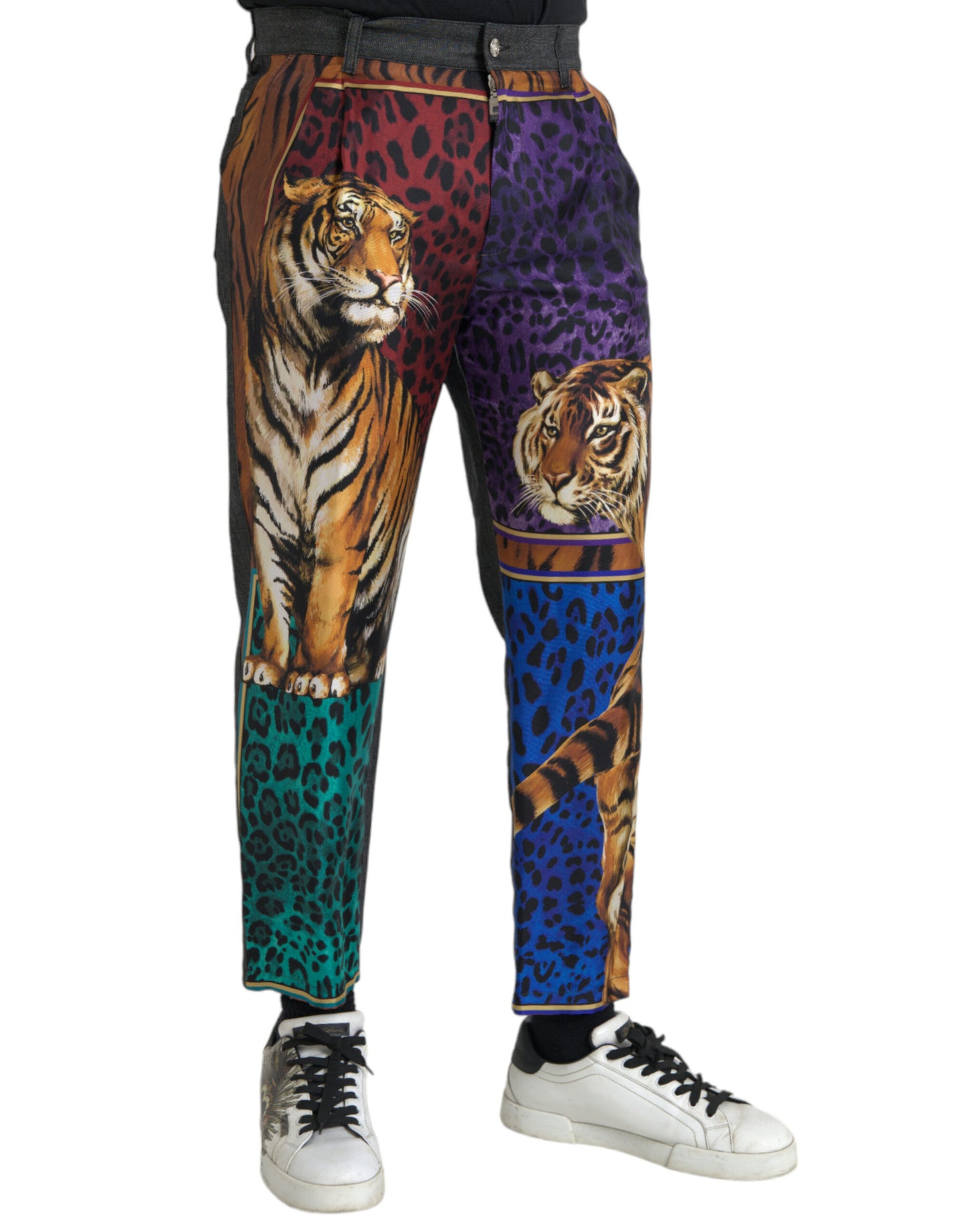  - Multicolor Tiger Leopard Cotton Loose Tapered Pants