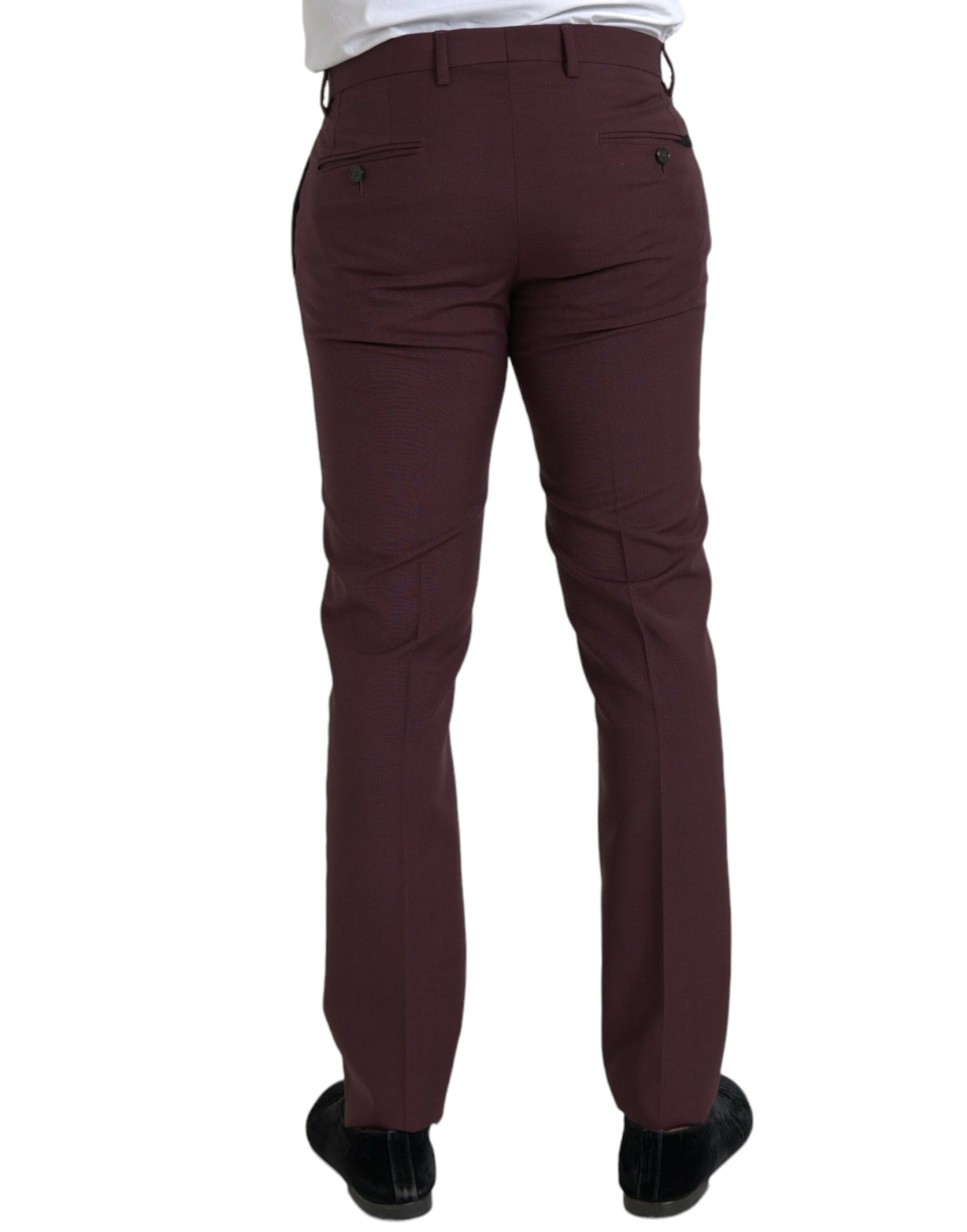  - Maroon Wool Men Slim Fit Dress Pants