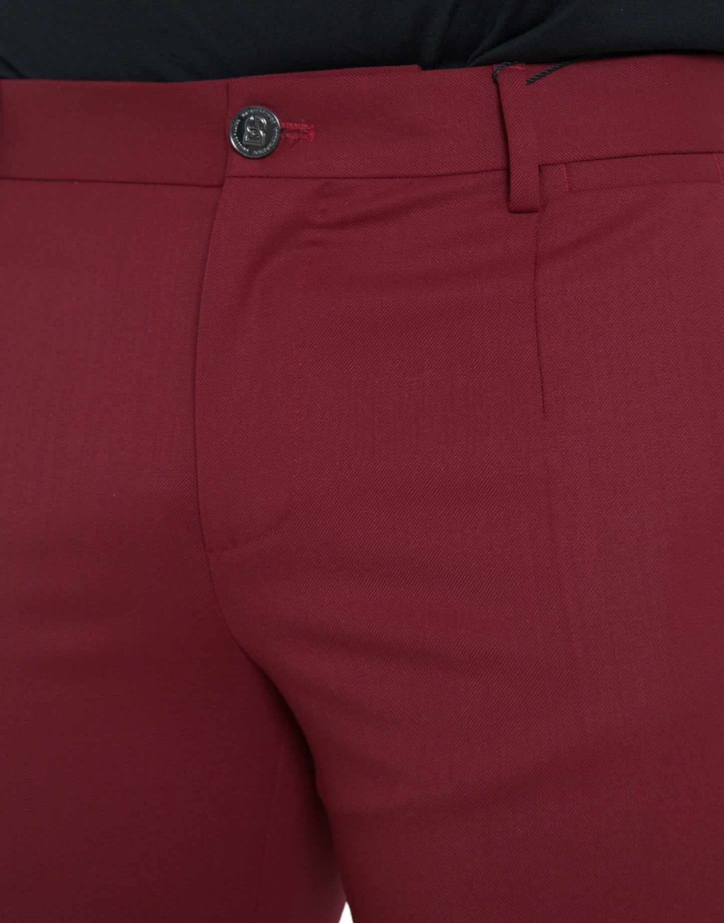  - Red Wool Men Slim Fit Dress Pants