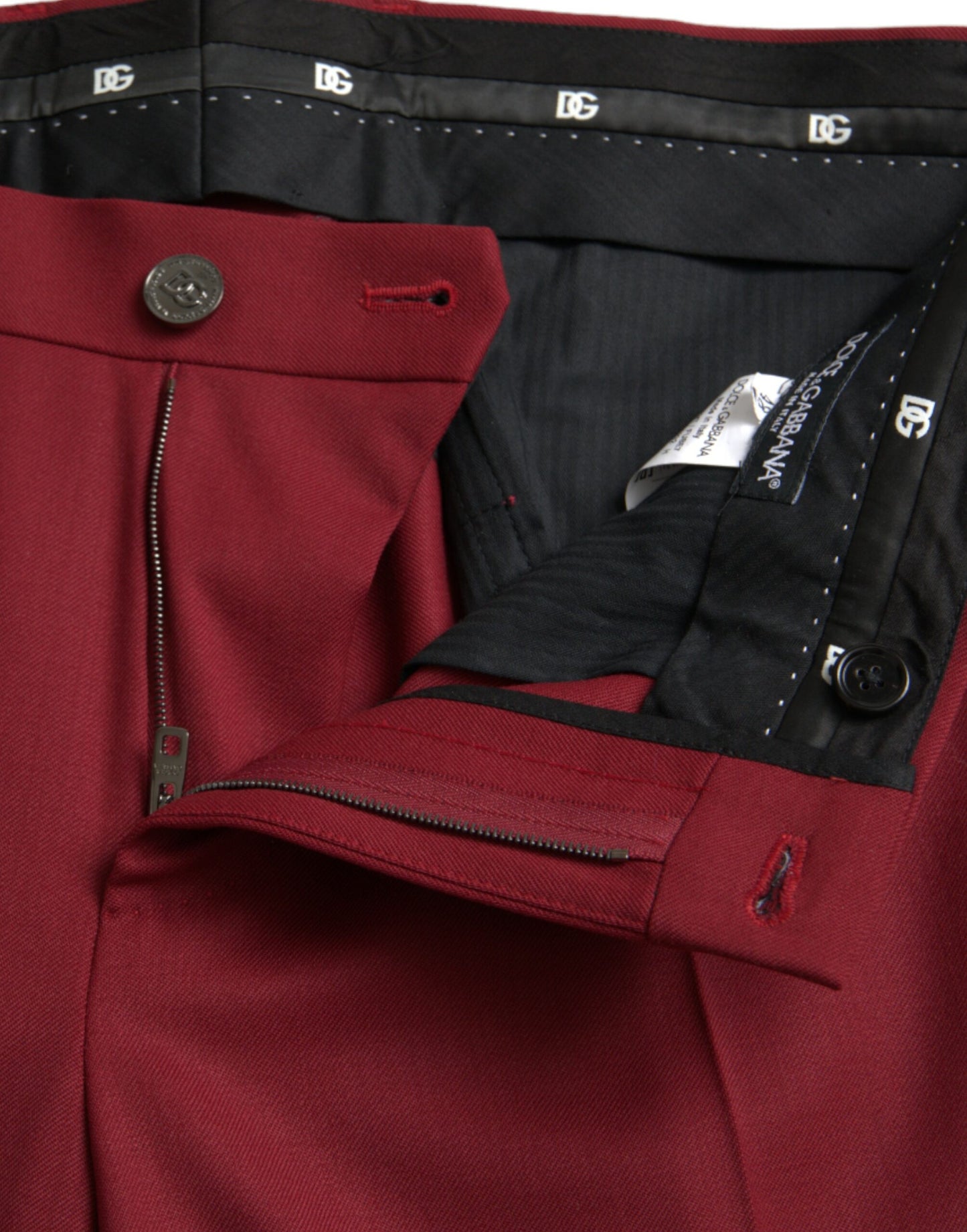  - Red Wool Men Slim Fit Dress Pants