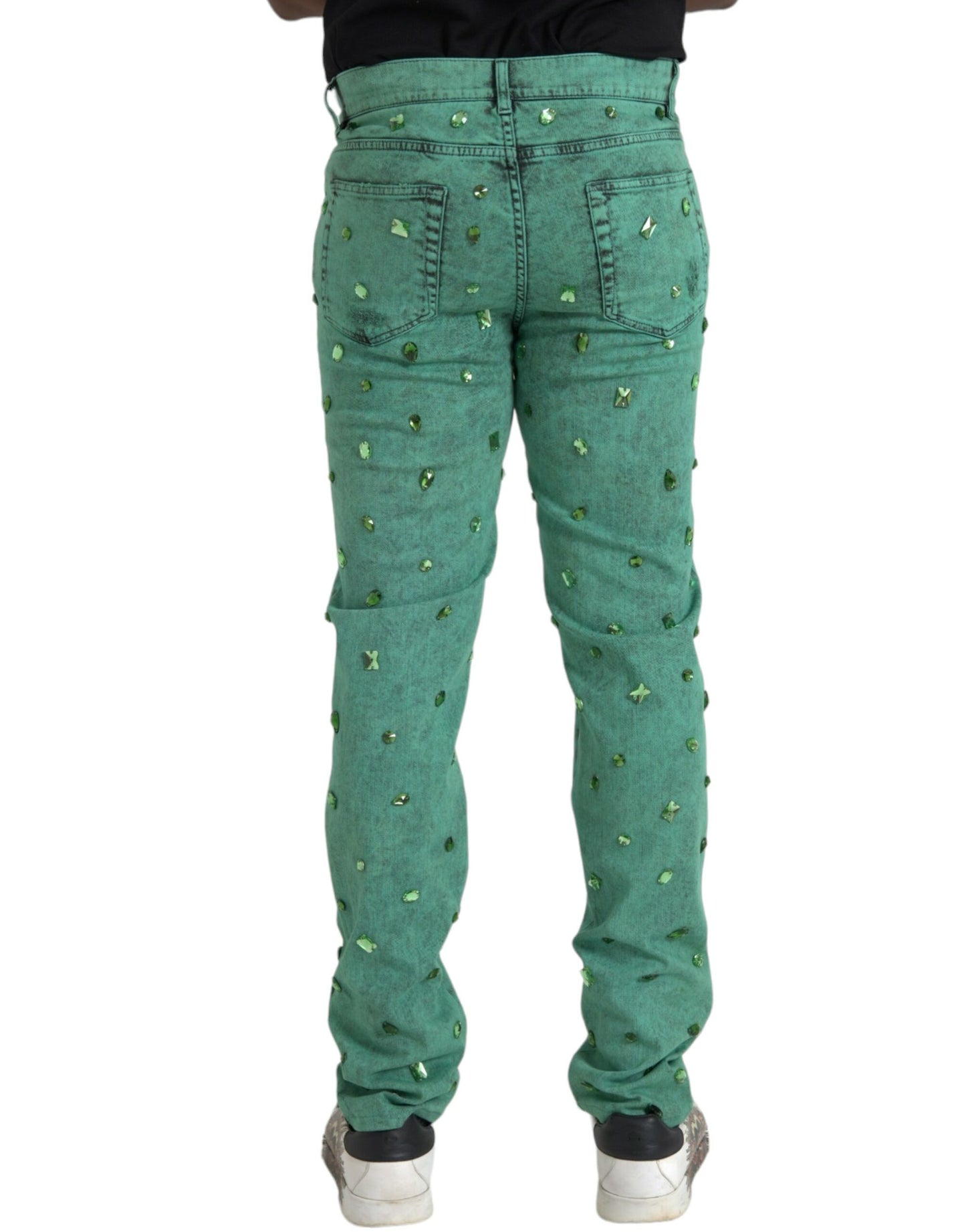  - Green Crystals Cotton Stretch Slim Jeans