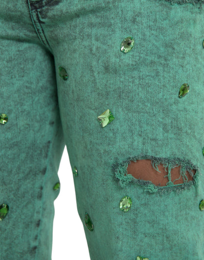  - Green Crystals Cotton Stretch Slim Jeans