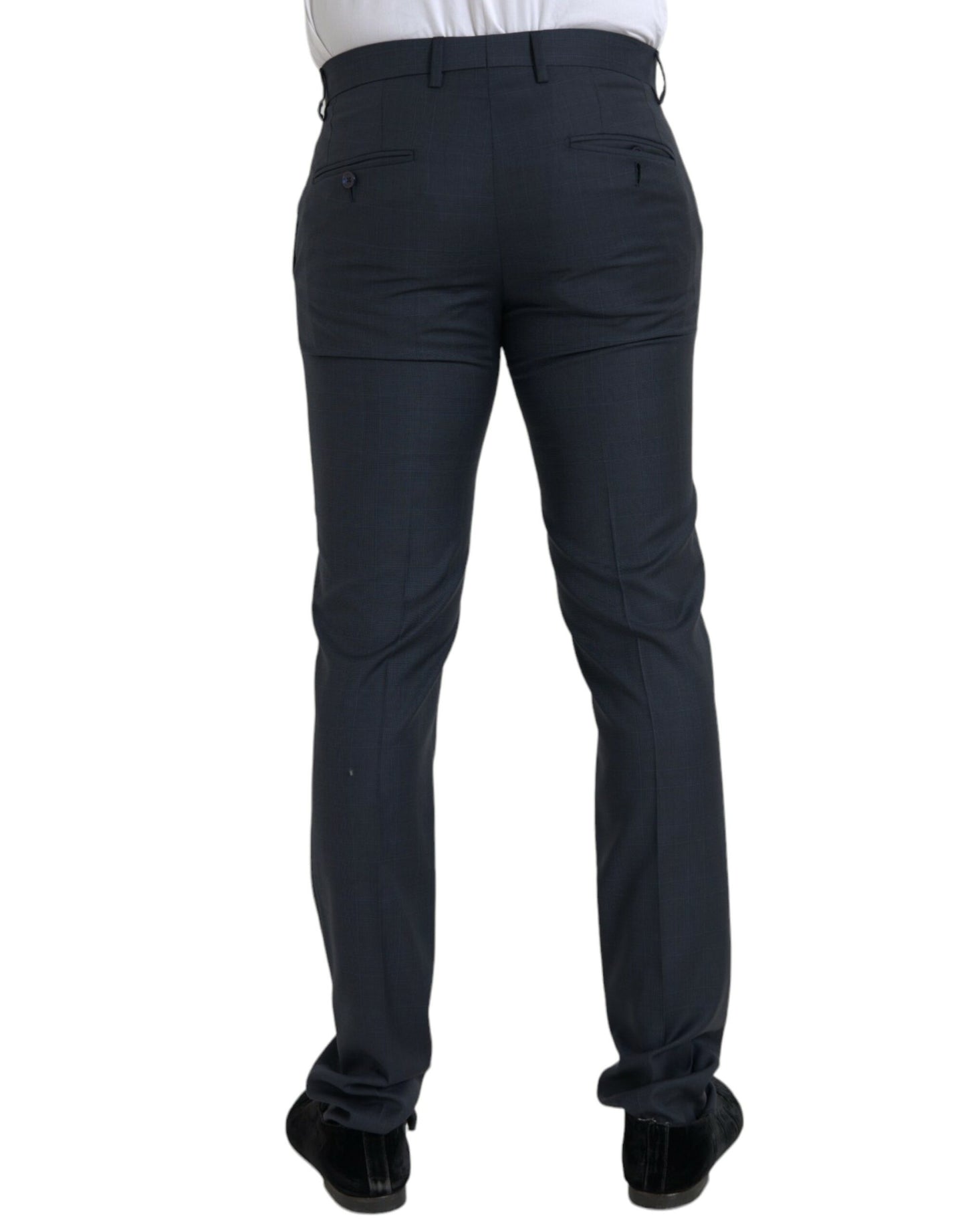  - Blue Wool Men Skinny Dress Pants