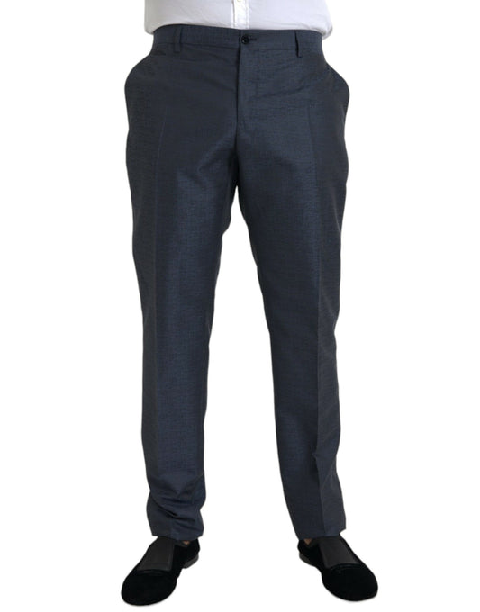  - Blue Wool Men Skinny Dress Pants