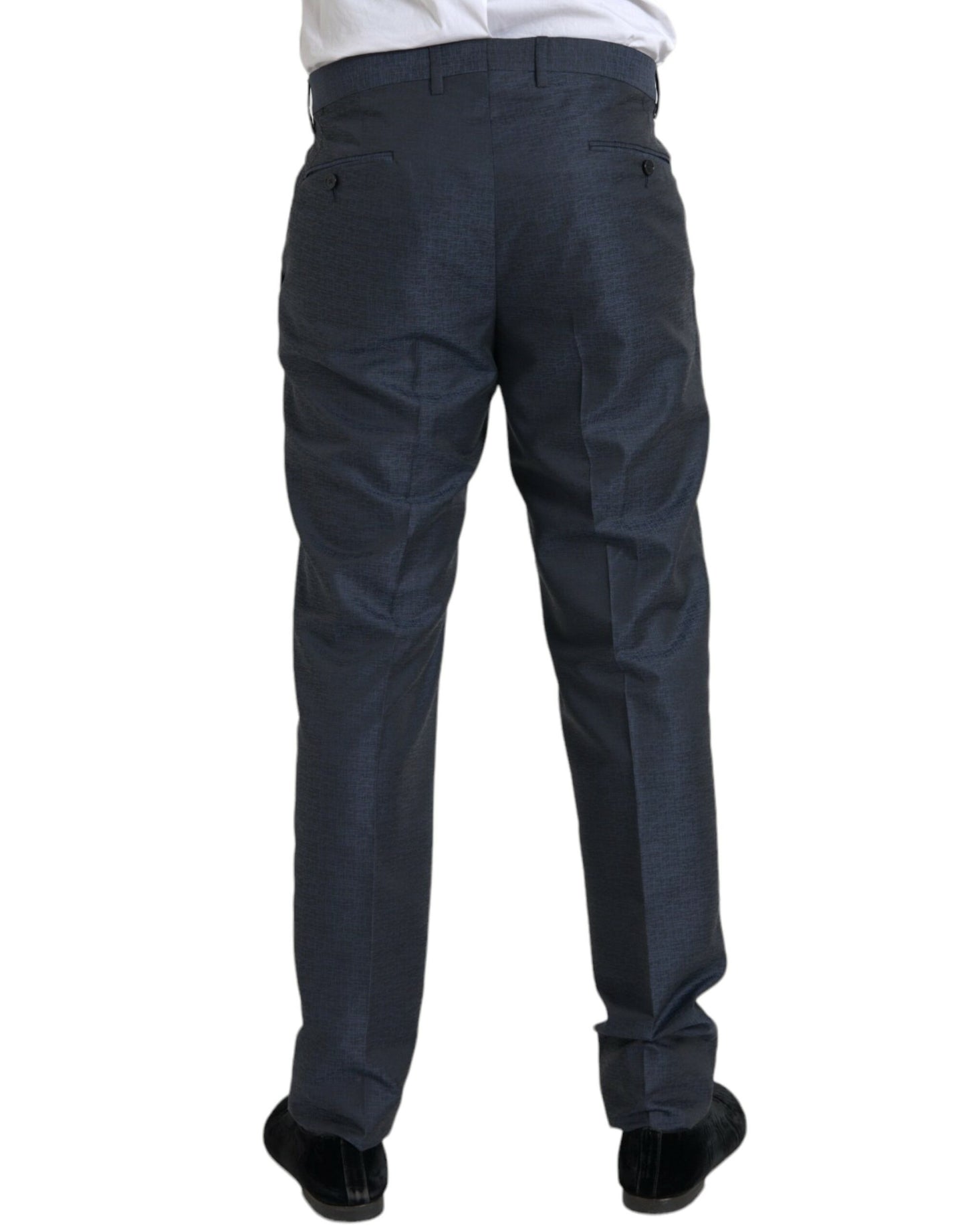  - Blue Wool Men Skinny Dress Pants