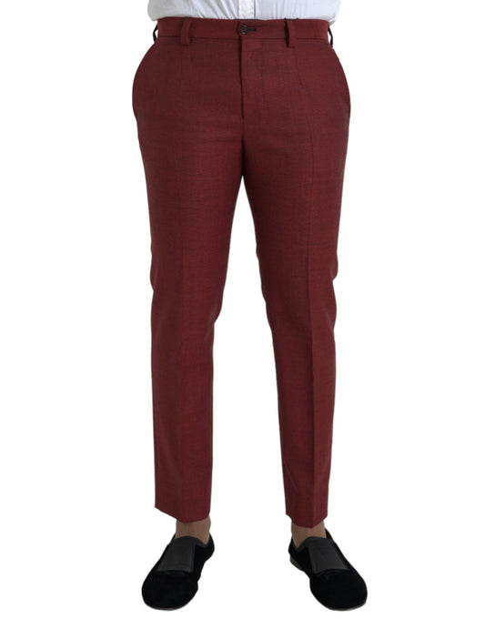  - Maroon Wool Men Skinny Dress Pants