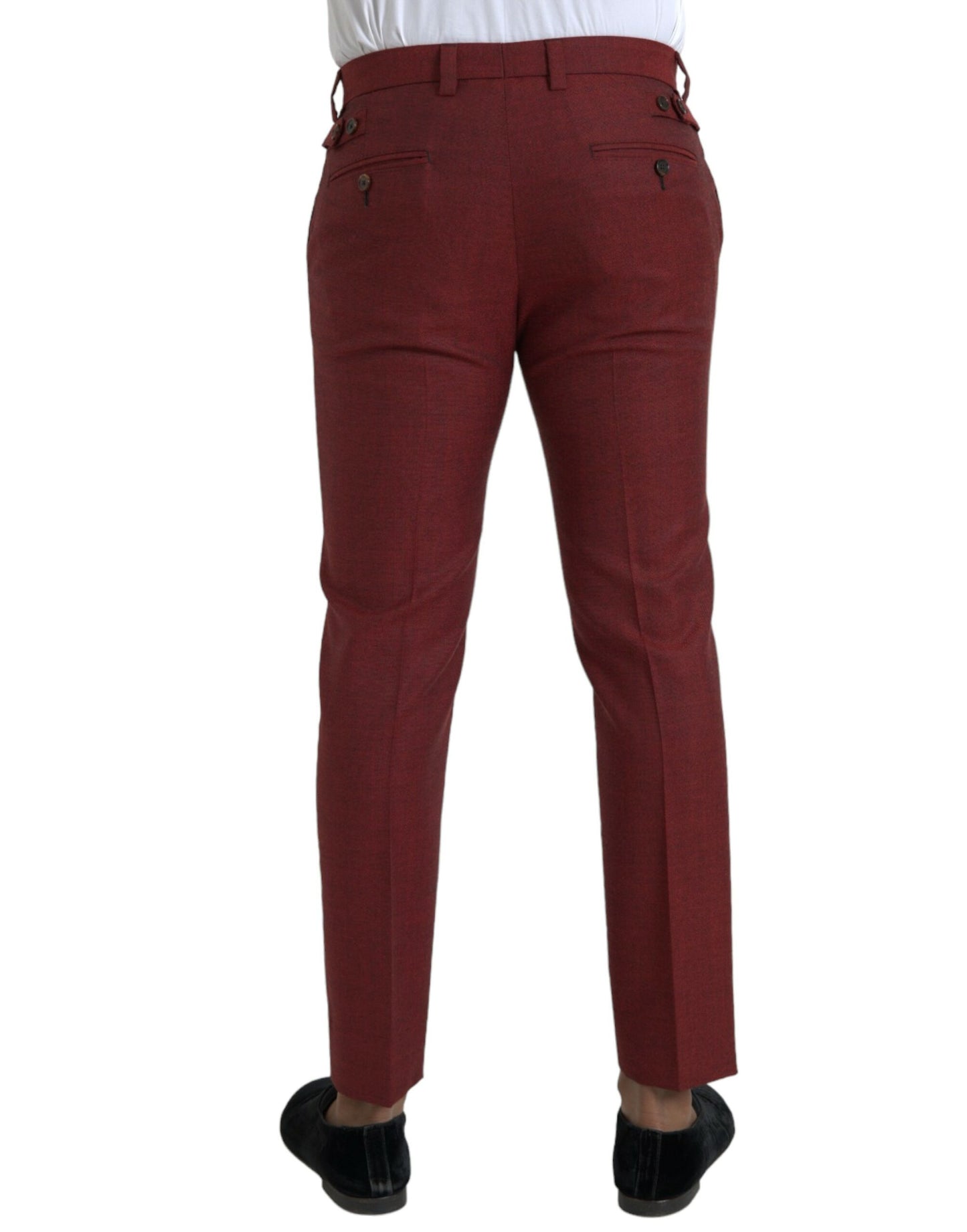  - Maroon Wool Men Skinny Dress Pants