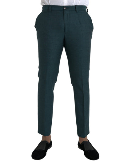  - Green Wool Skinny Slim Dress Pants