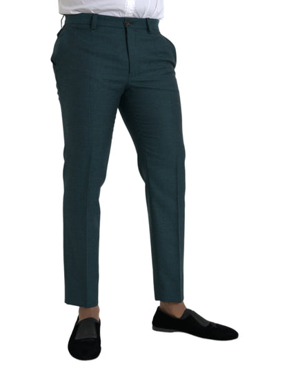  - Green Wool Skinny Slim Dress Pants