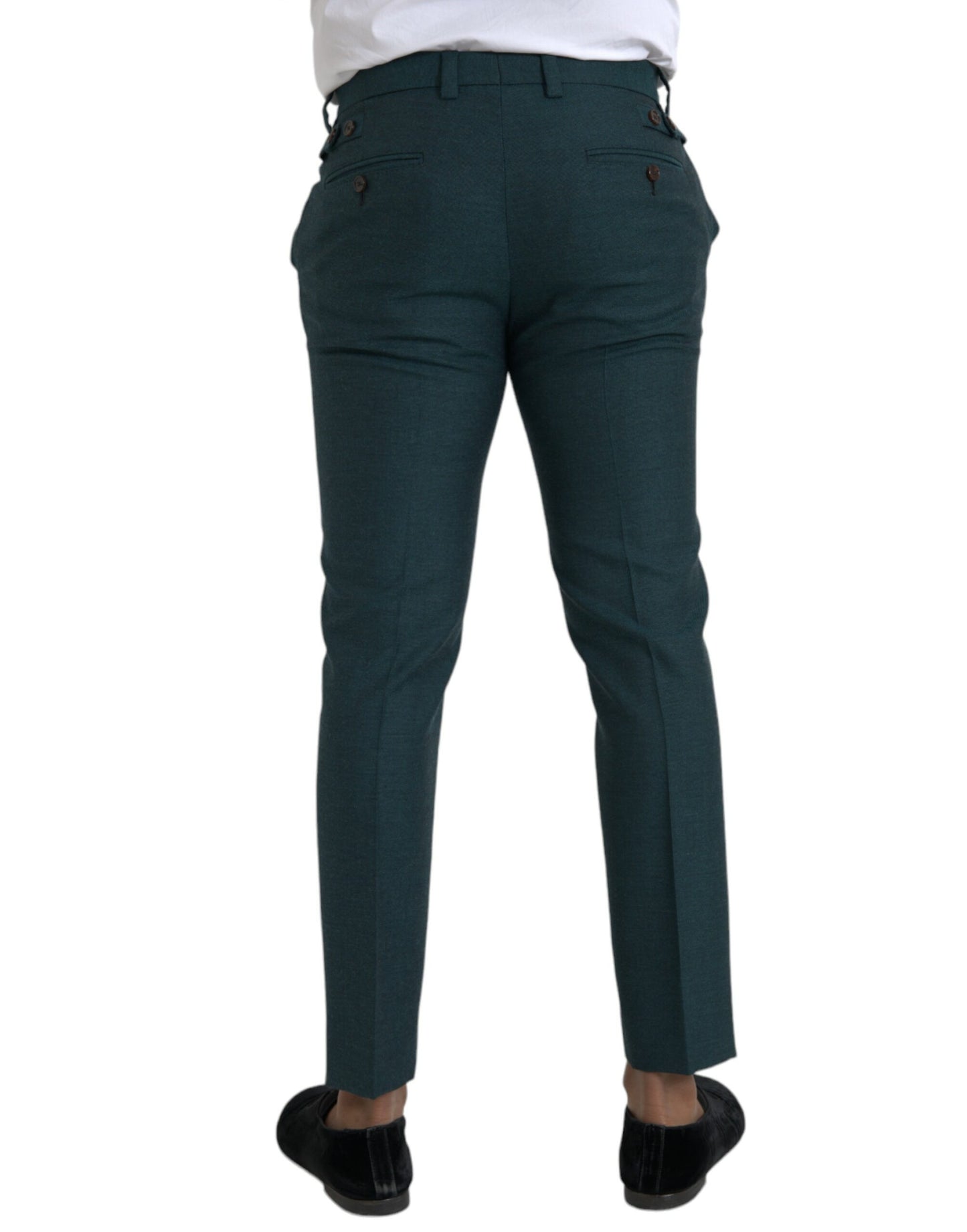  - Green Wool Skinny Slim Dress Pants