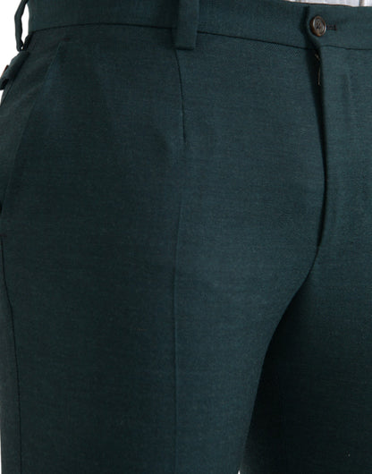  - Green Wool Skinny Slim Dress Pants