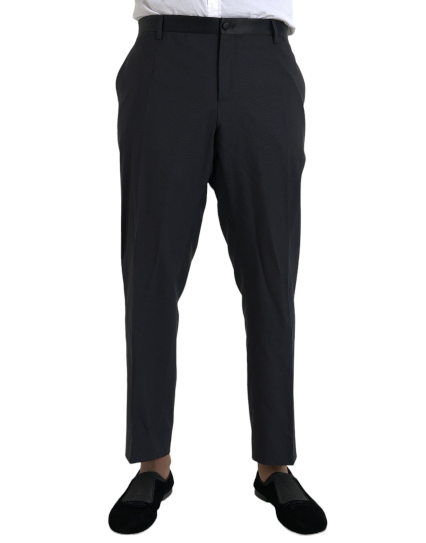  - Blue Wool Men Skinny Dress Pants