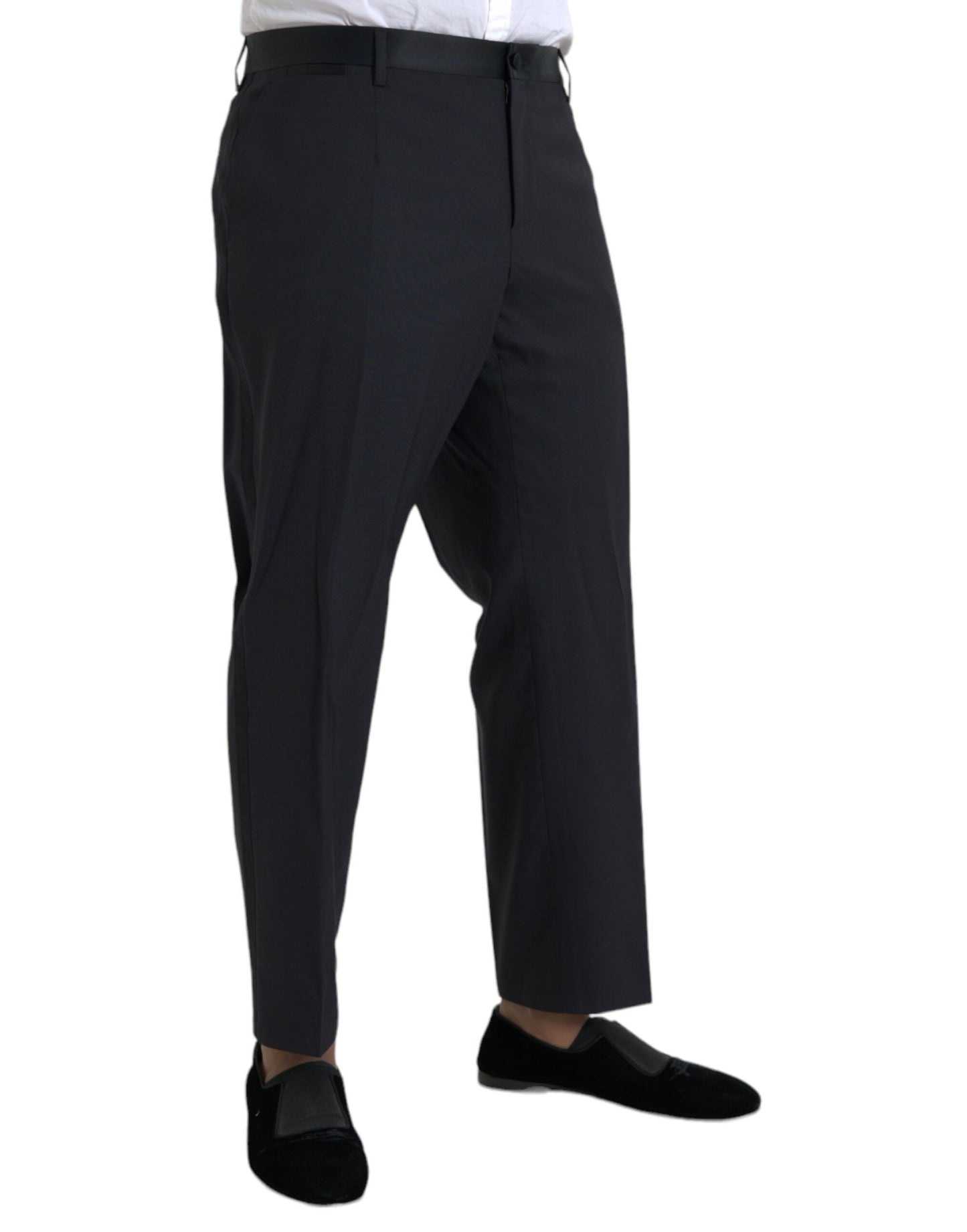  - Blue Wool Men Skinny Dress Pants