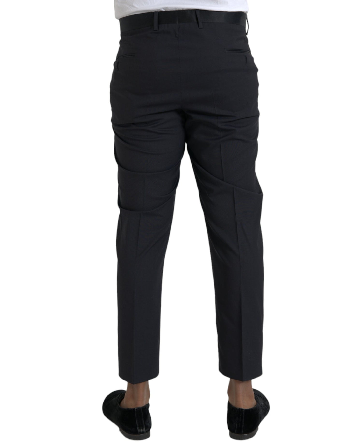  - Blue Wool Men Skinny Dress Pants