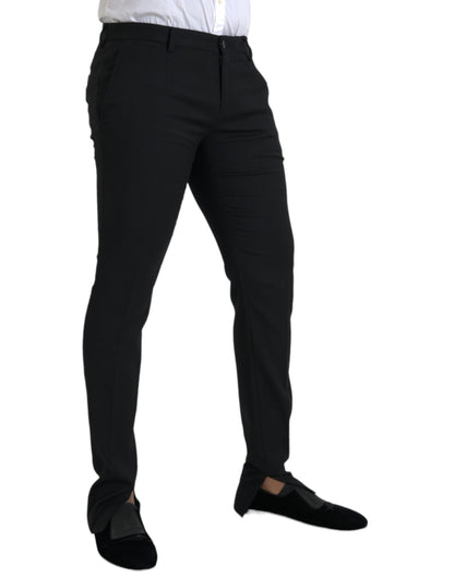  - Black Wool Stretch Men Skinny Pants