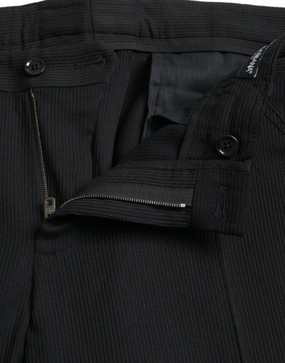  - Black Wool Stretch Men Skinny Pants