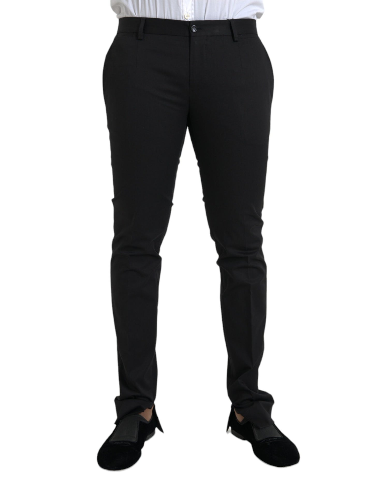  - Black Cotton Stretch Skinny Dress Pants