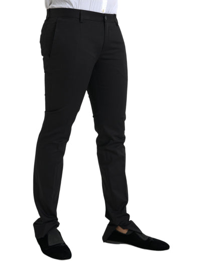  - Black Cotton Stretch Skinny Dress Pants