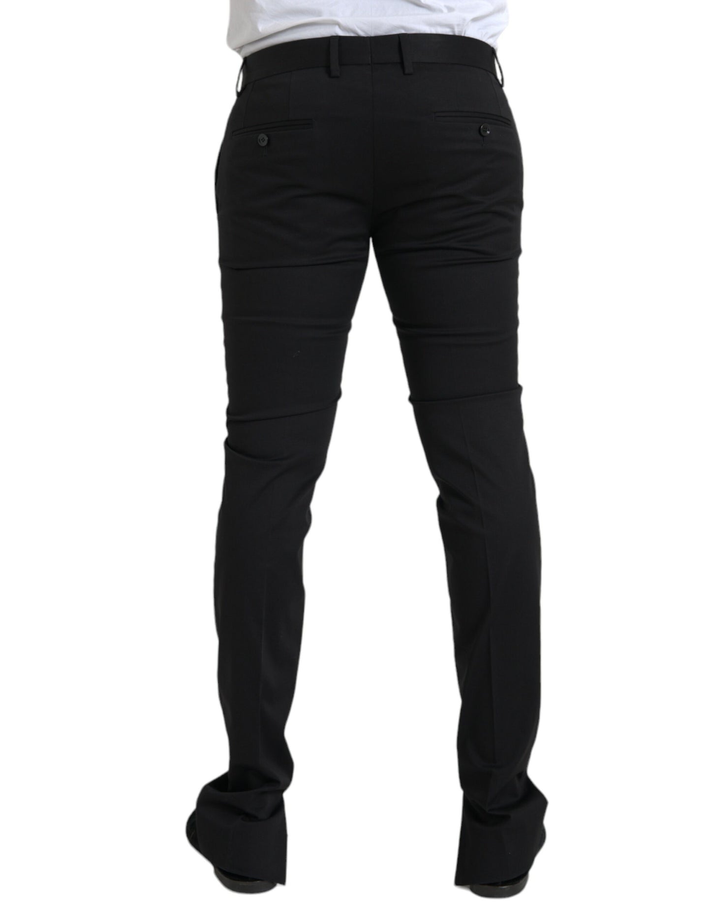  - Black Cotton Stretch Skinny Dress Pants