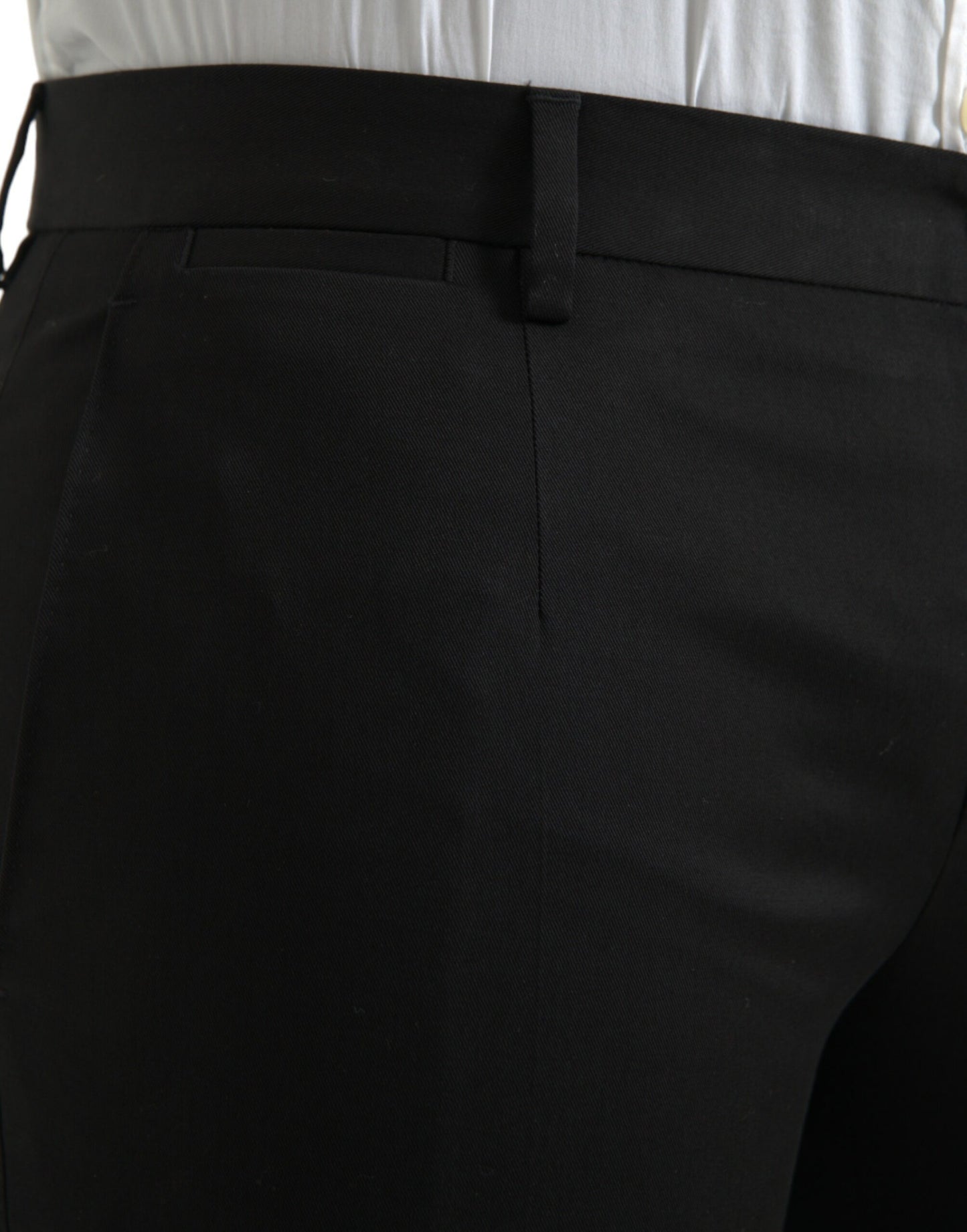  - Black Cotton Stretch Skinny Dress Pants