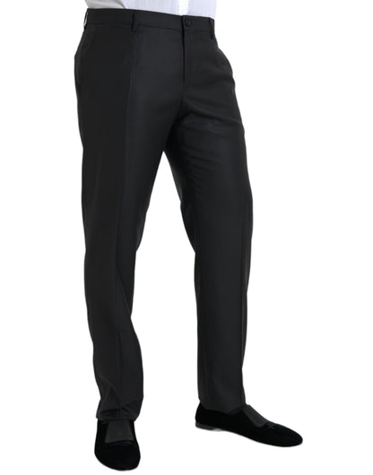  - Black Wool Silk Skinny Dress Pants