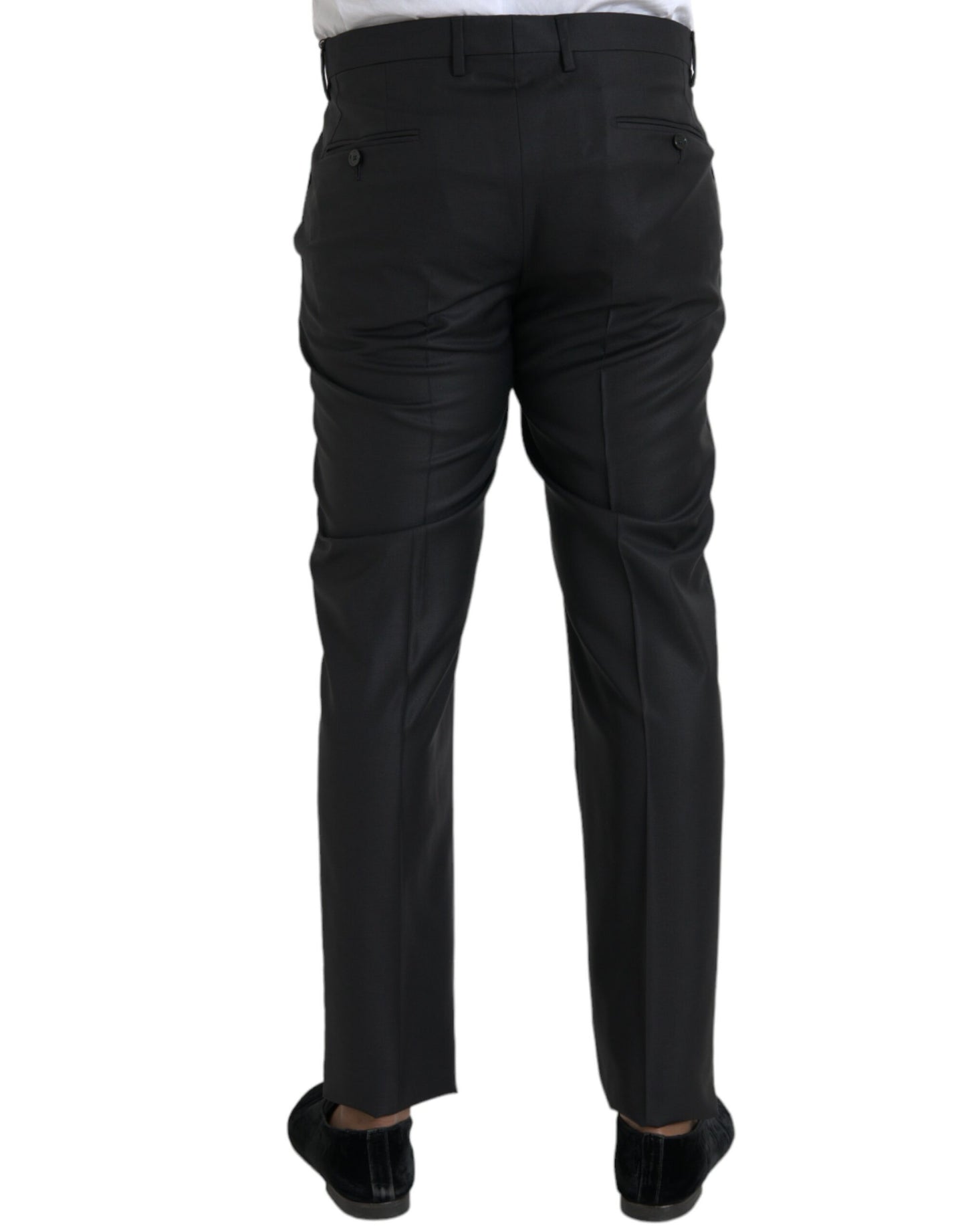  - Black Wool Silk Skinny Dress Pants