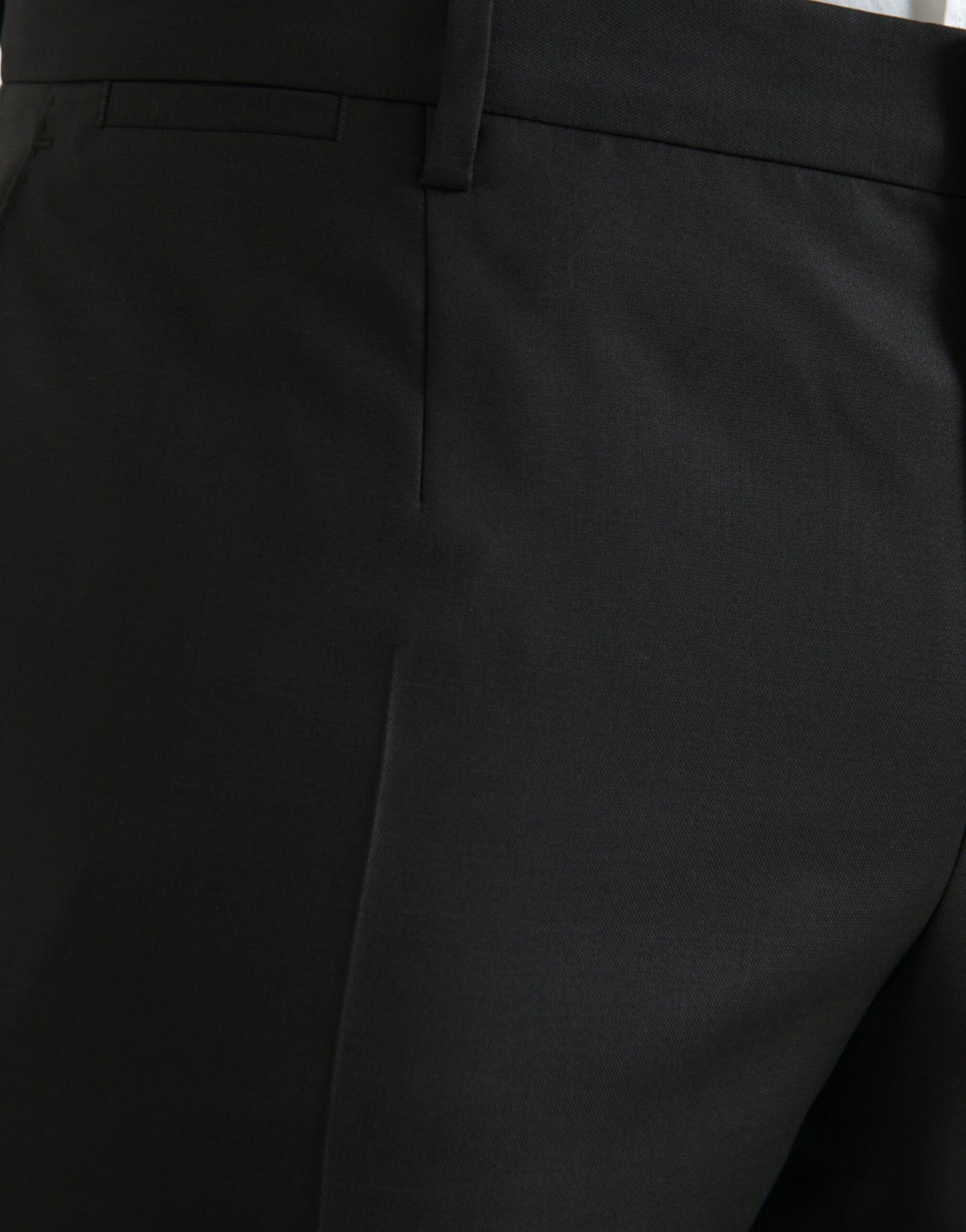  - Black Wool Silk Skinny Dress Pants