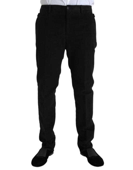  - Black Cotton Velvet Skinny Pants