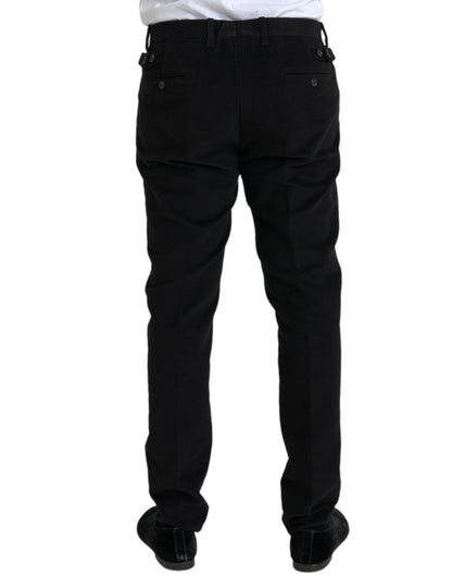  - Black Cotton Velvet Skinny Pants