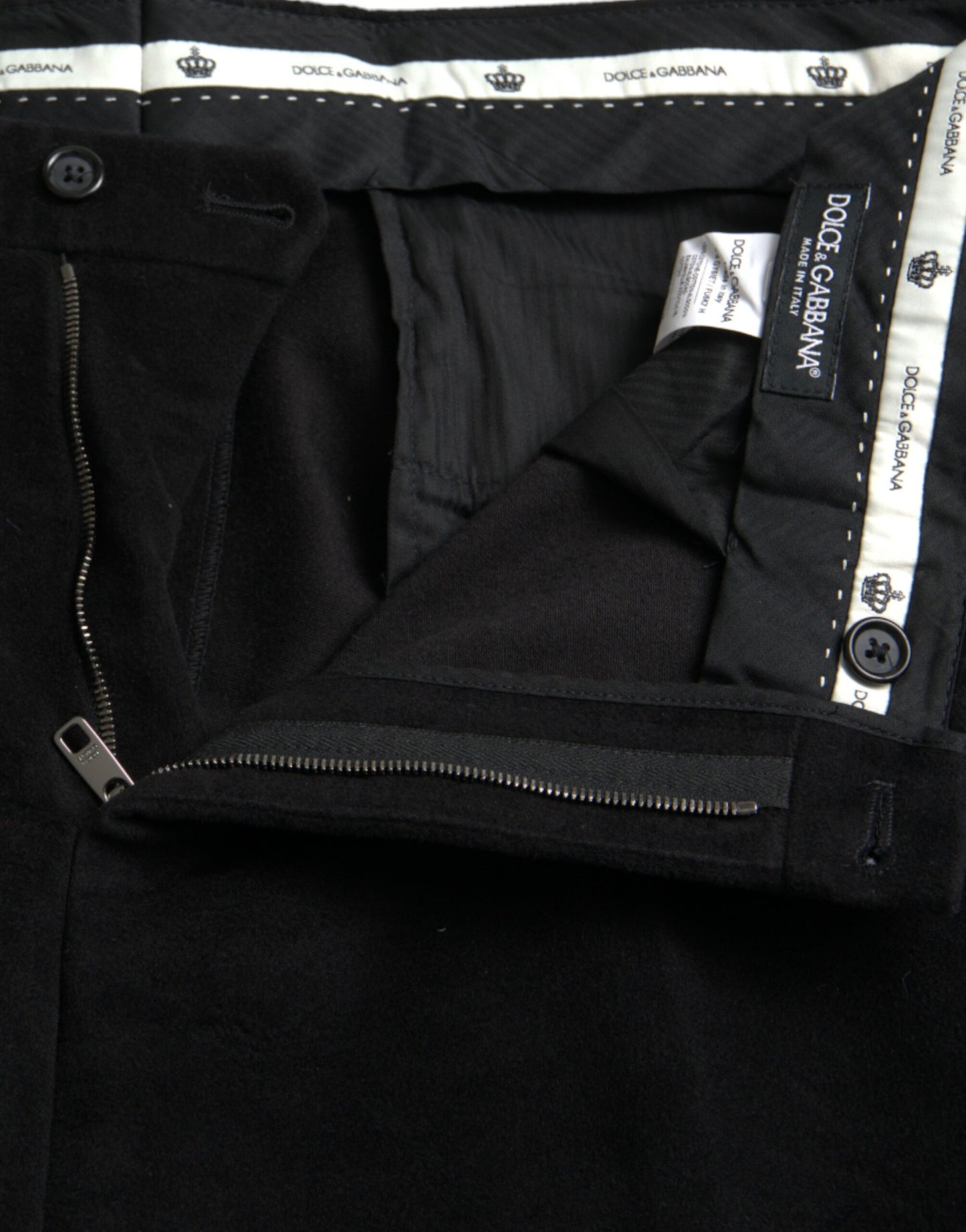  - Black Cotton Velvet Skinny Pants