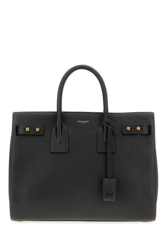 Black Calf Leather Sac De Jour Handbag - The Luxe Alliance