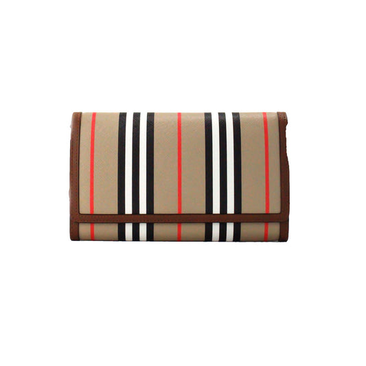  - Hannah Icon Stripe Archive Tan E-Canvas Leather Wallet Crossbody Bag