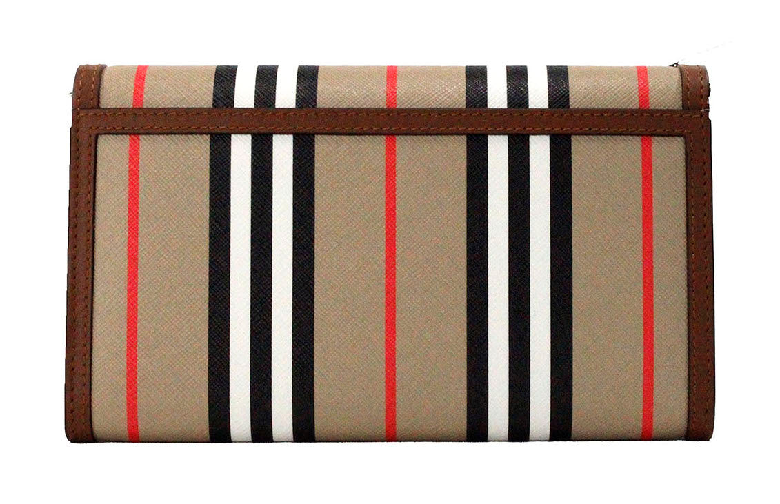  - Hannah Icon Stripe Archive Tan E-Canvas Leather Wallet Crossbody Bag