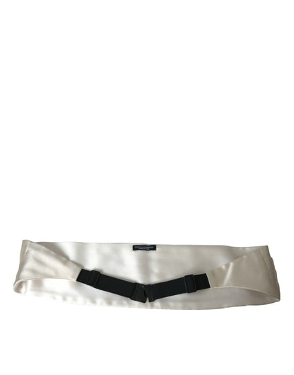  - White Men Wide Waist Silk Belt Cummerbund