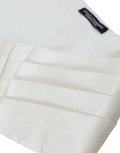  - White Men Wide Waist Silk Belt Cummerbund