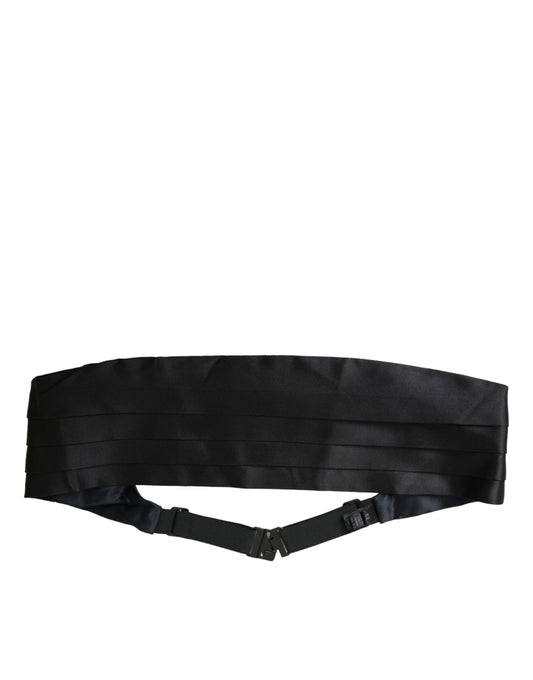  - Black Men Wide Waist Silk Belt Cummerbund