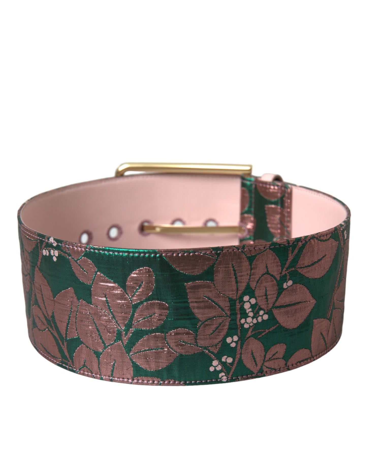  - Multicolor Floral Jacquard Lurex Gold Buckle Belt