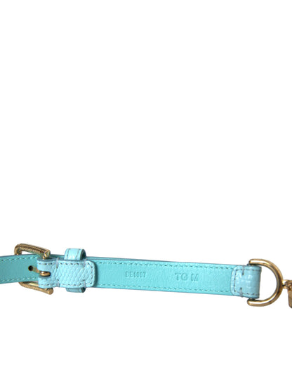  - Light Blue Leather Crystal Chain Waist Belt