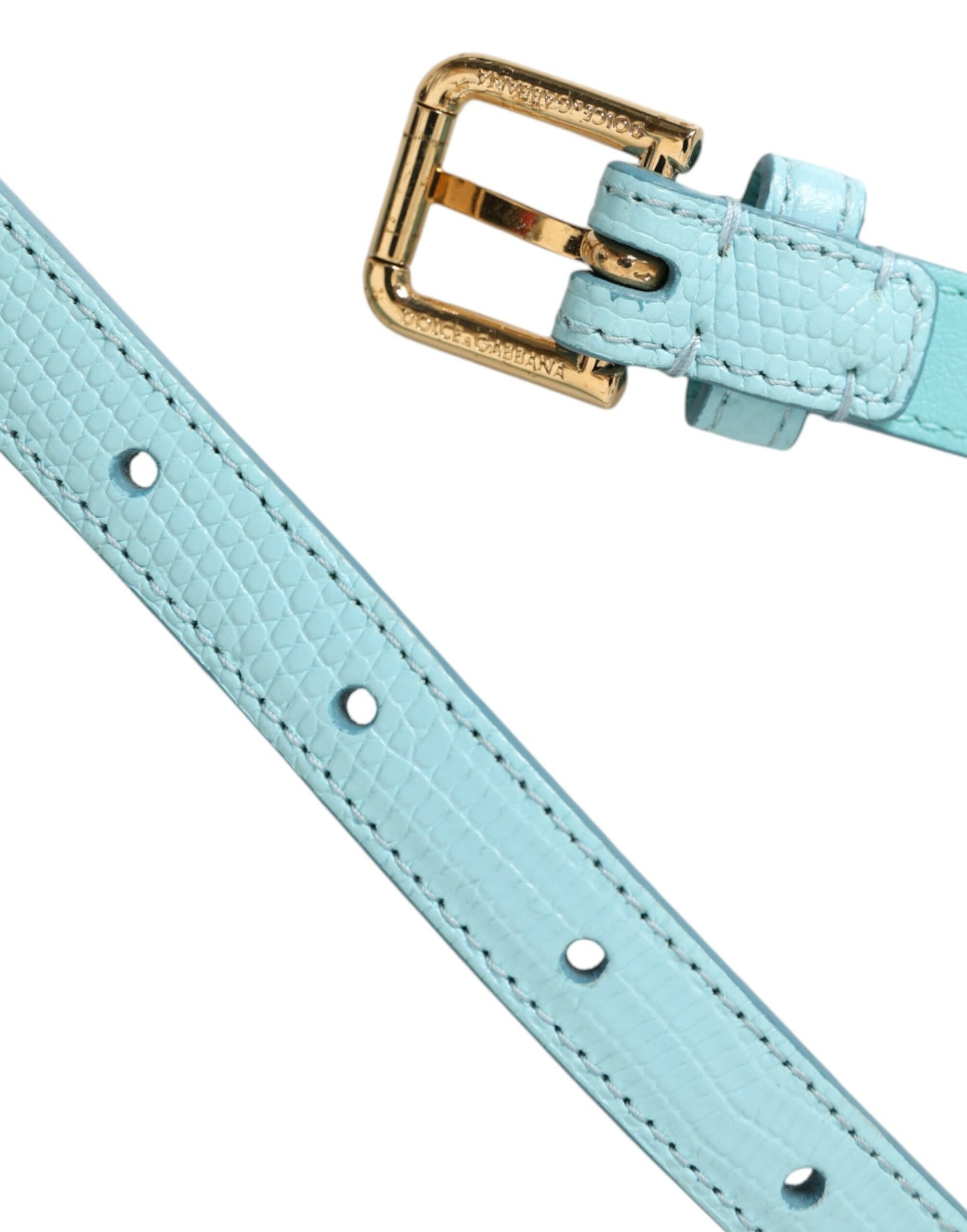  - Light Blue Leather Crystal Chain Waist Belt