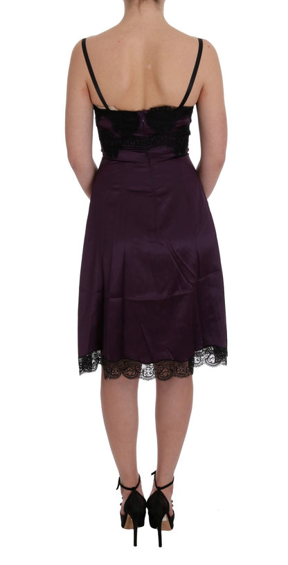  - Elegant Purple Silk Lace Shift Dress