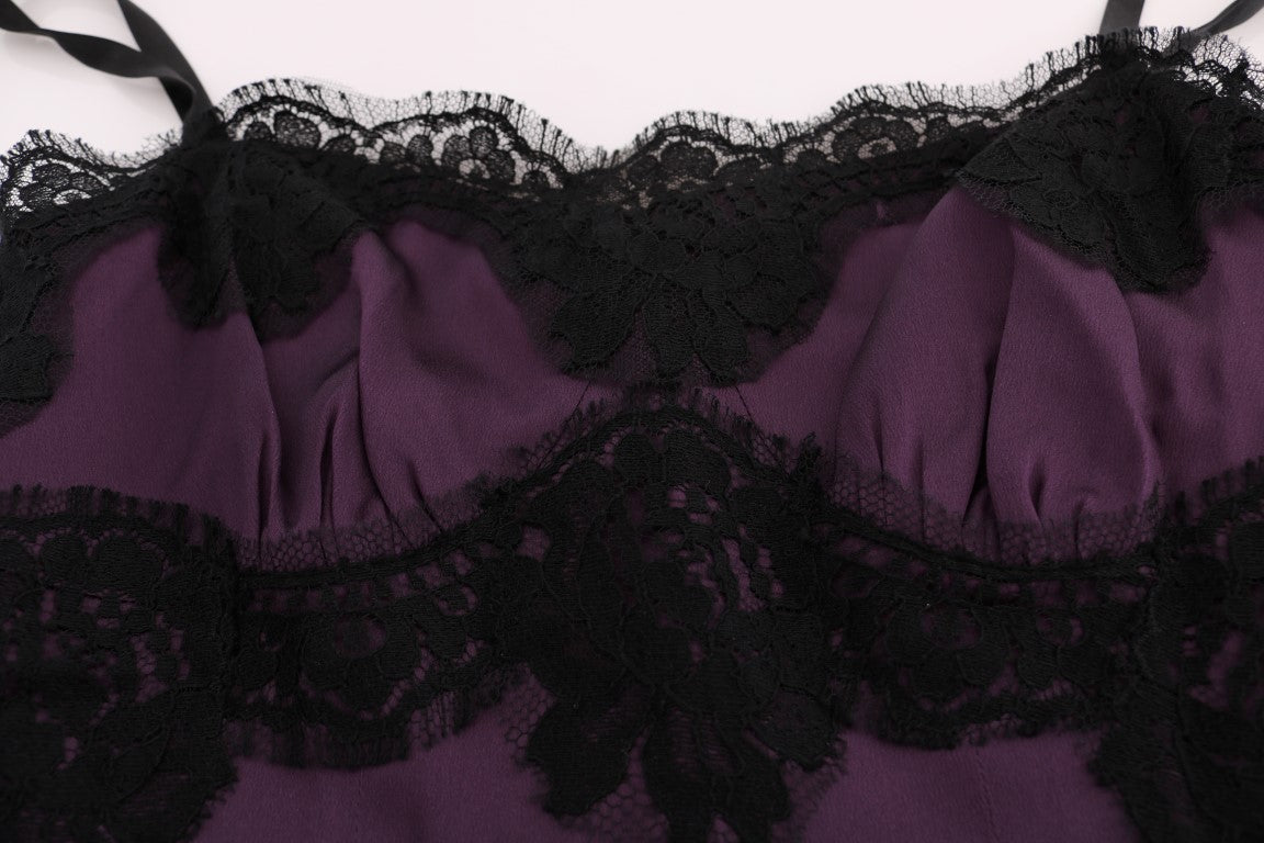  - Elegant Purple Silk Lace Shift Dress